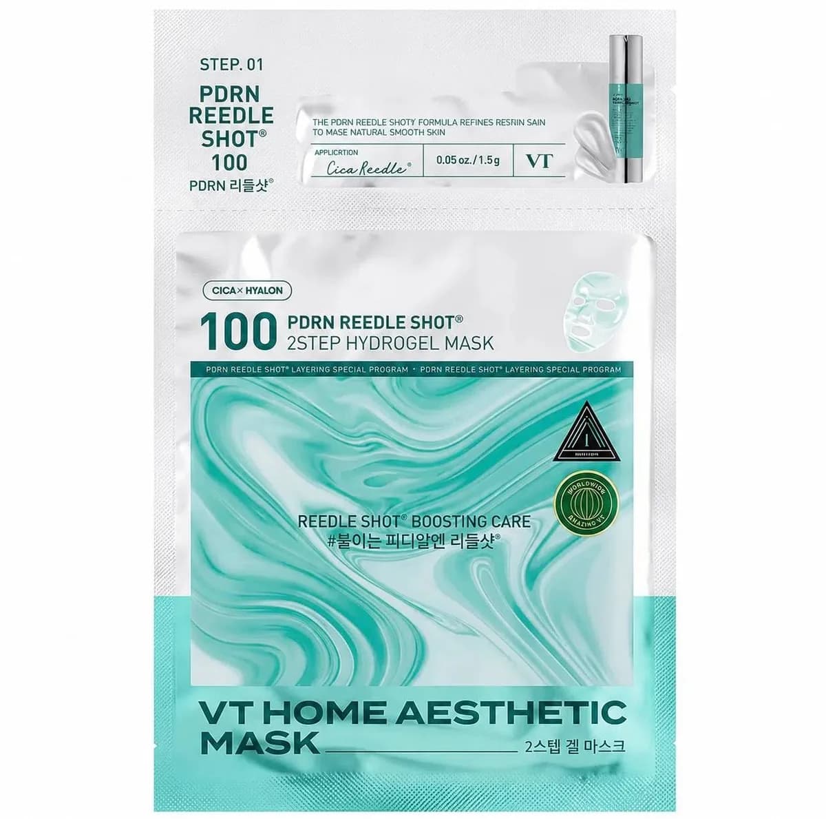 VT Cosmetics Home Aesthetic Mask 100 PDRN Reedle Shot 2 Step Hydrogel Mask — Изображение 1