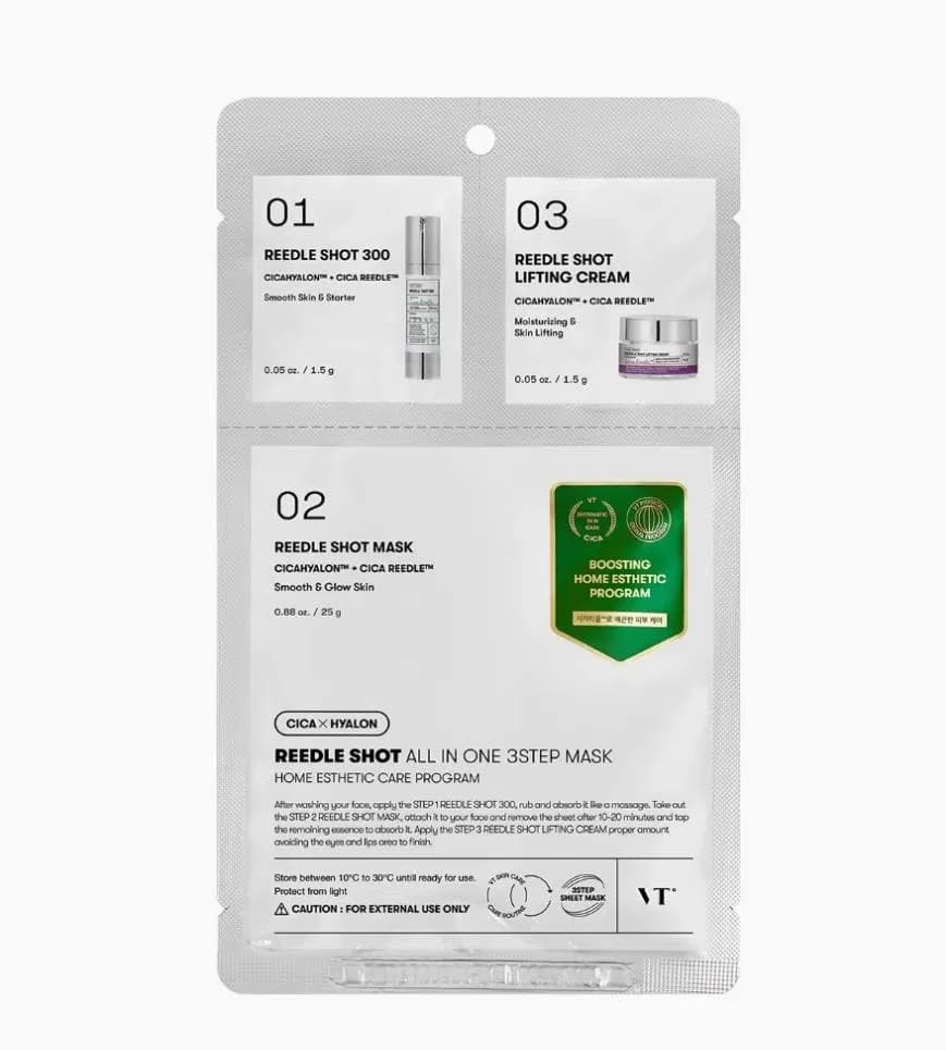 VT Cosmetics CICA x Hyalon Reedle Shot All In One 3 Step Mask — Изображение 1